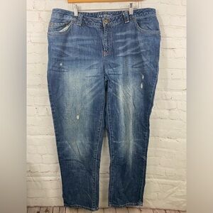 Lane Bryant Jeans Womens Plus Size 18 Blue Distressed High Rise Cropped